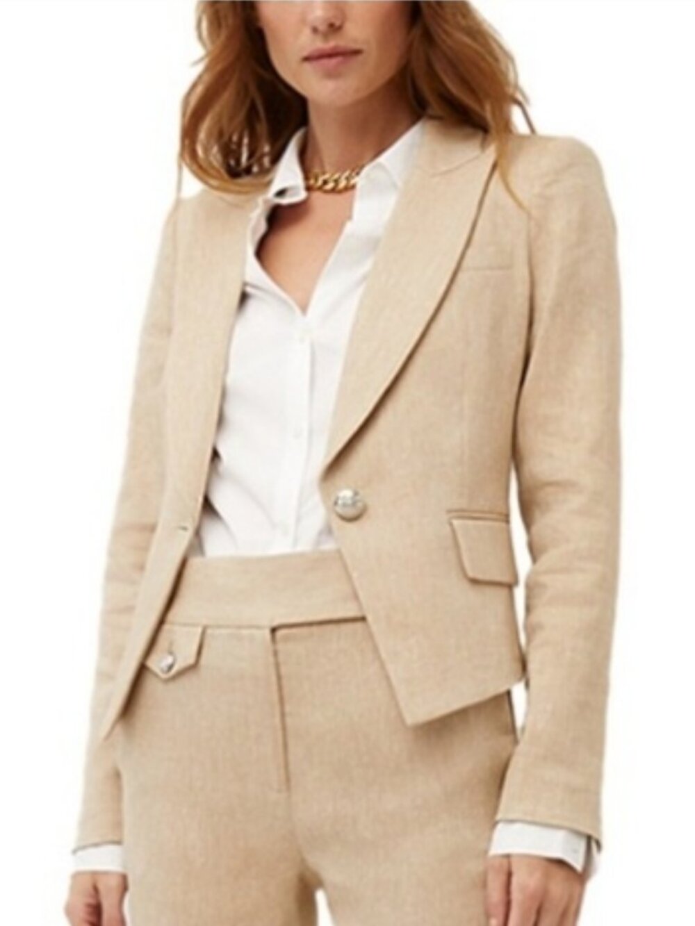 Veronica Beard Hosanna Linen Blend Dickey Jacket Size 10 Khaki Melange